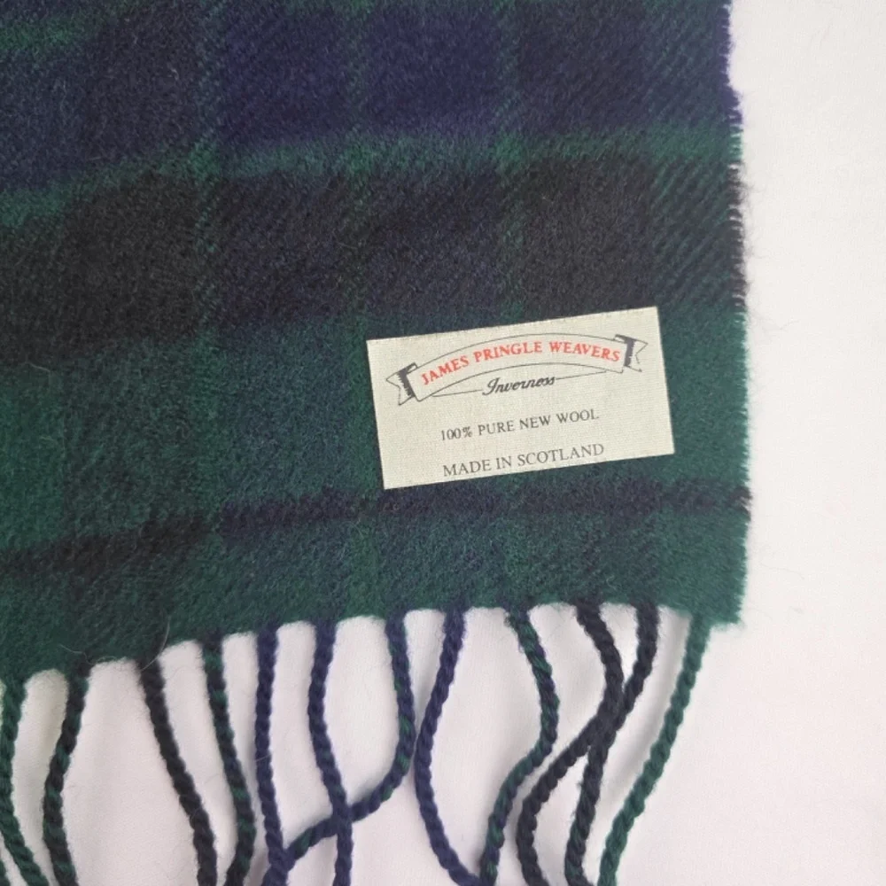 James Pringle Weavers Scarf 100% Wool Plaid Tartan 52X11